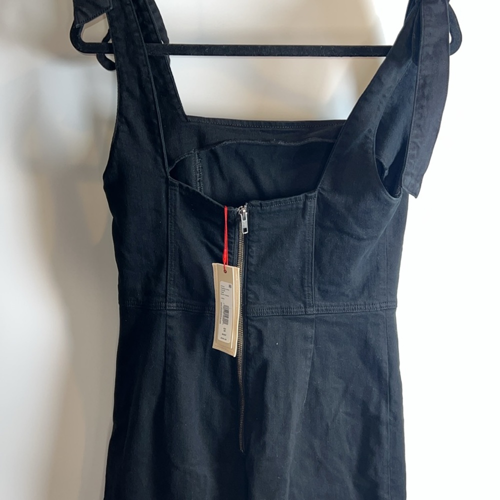 ❤️NWT ALICE+OLIVIA JEANS KINLEY TIE SHOULDER BLACK DENIM GAUCHO JUMPSUIT SIZE 30 - Picture 9 of 13